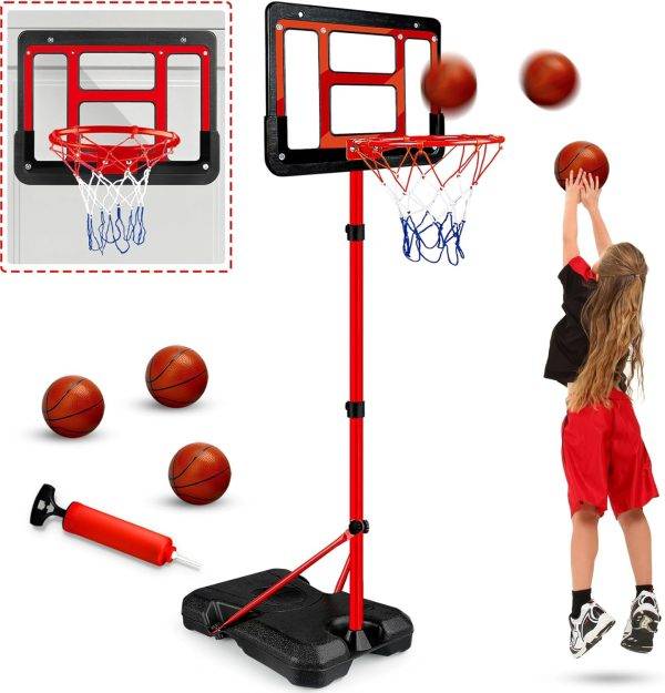 Kids Basketball Hoop with Stand, Adjustable Basketball Set